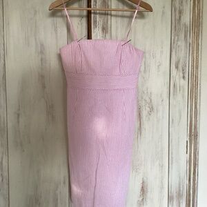 Vineyard Vines pink seersucker strapless dress